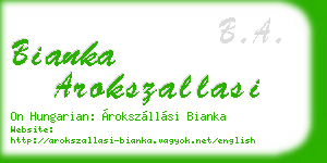 bianka arokszallasi business card